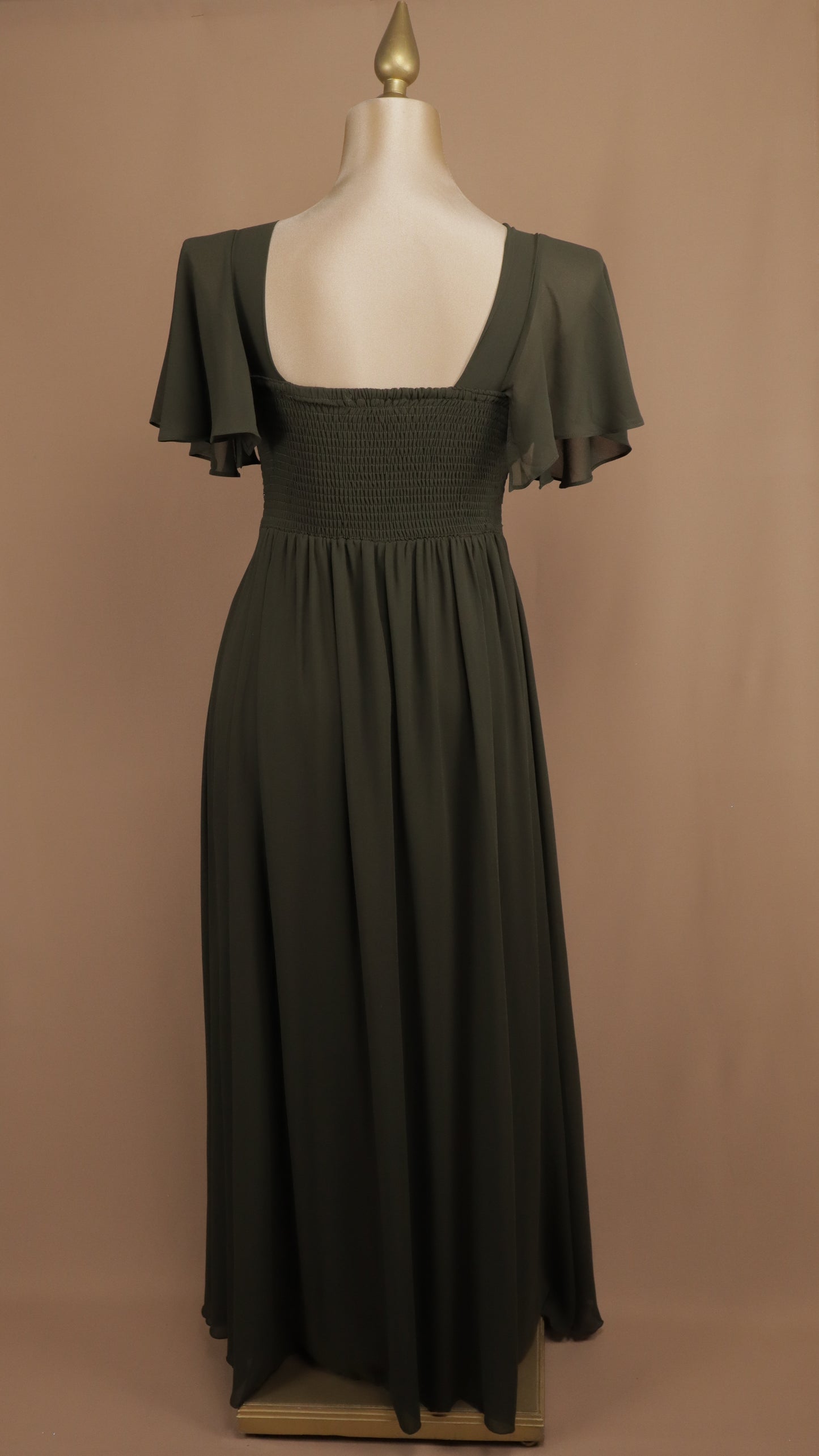 Vestido largo talla extra con aplicación en cintura