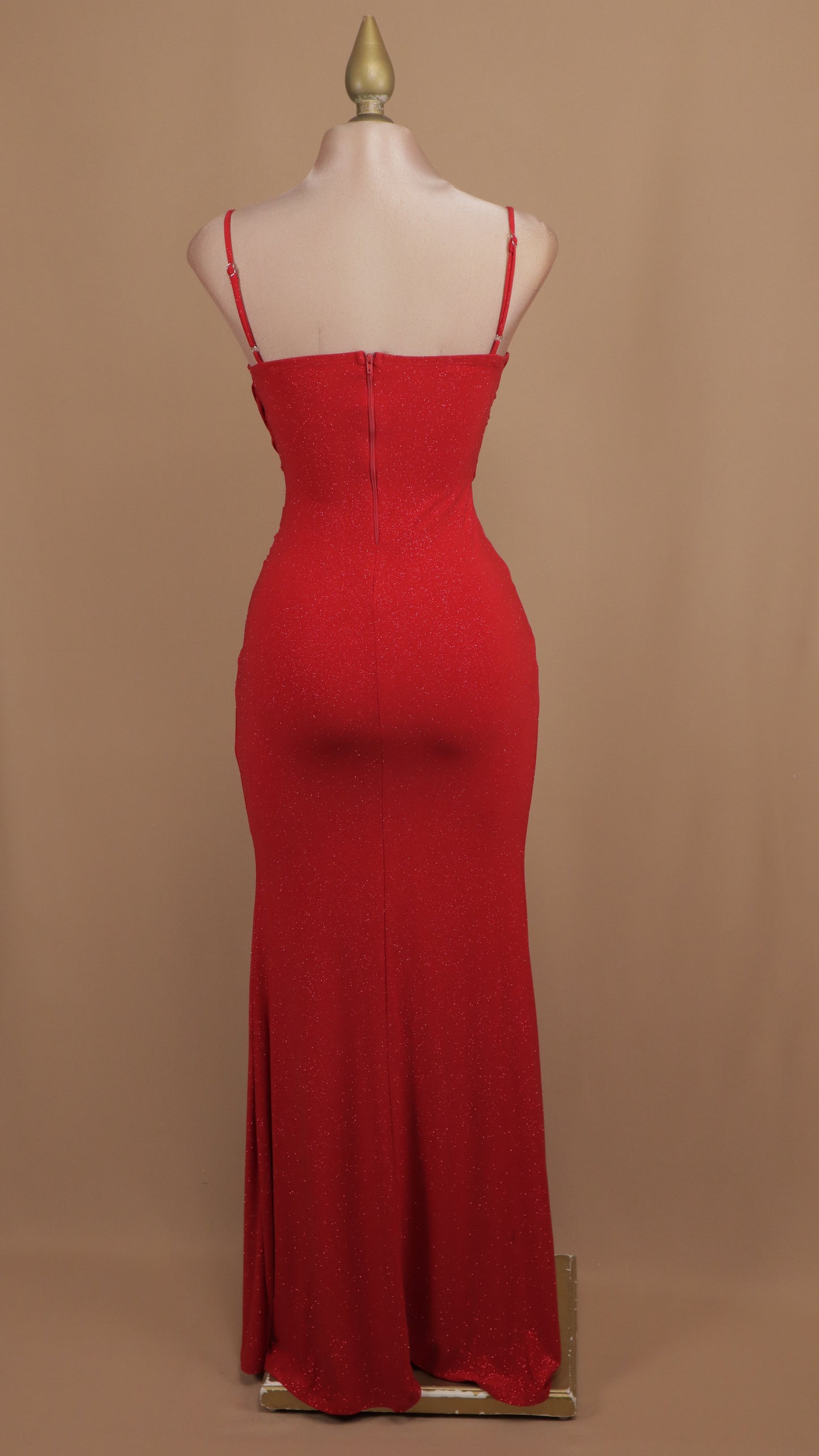 Vestido largo escote en V y destellos