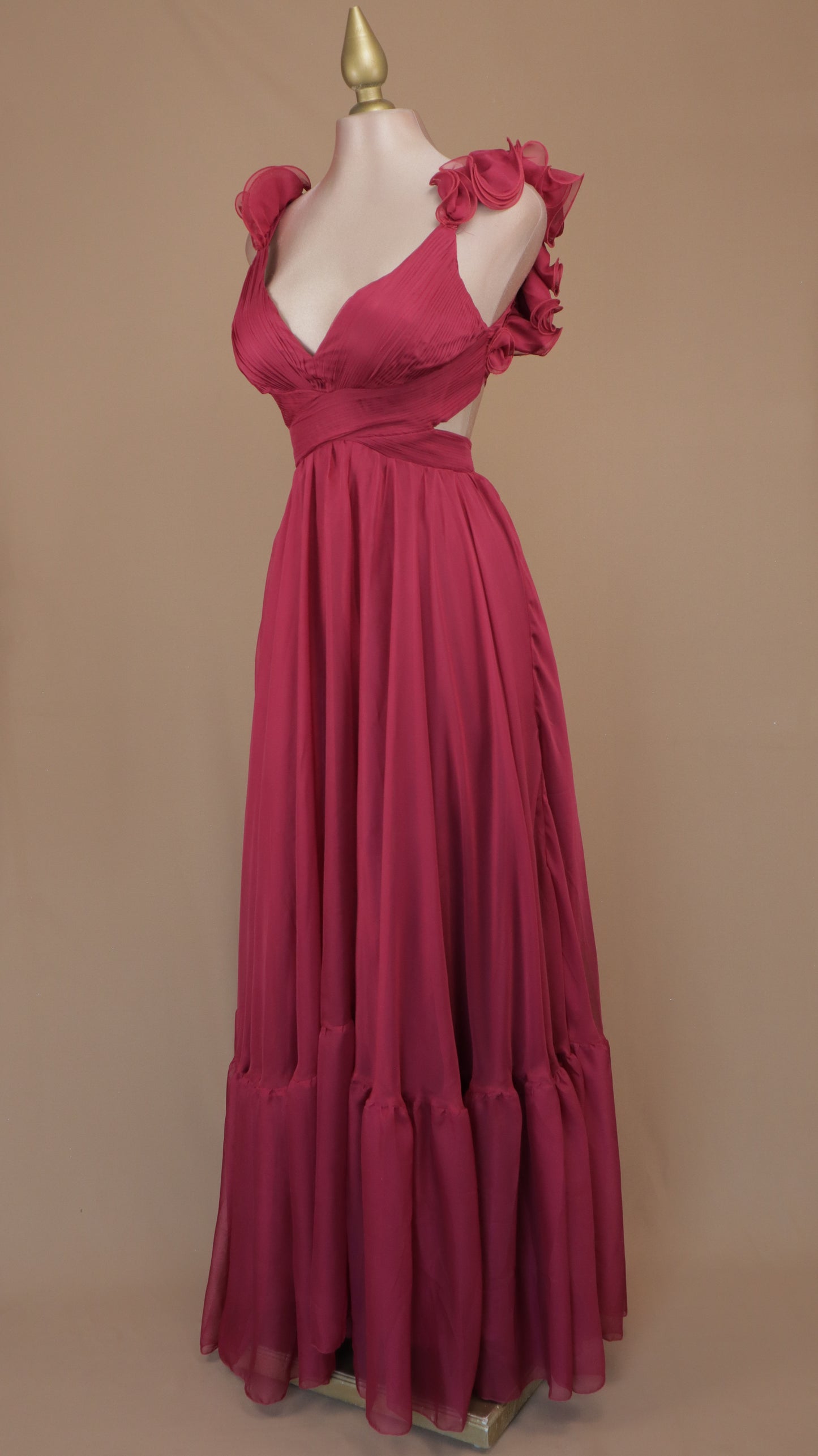 Vestido largo escarola con escote