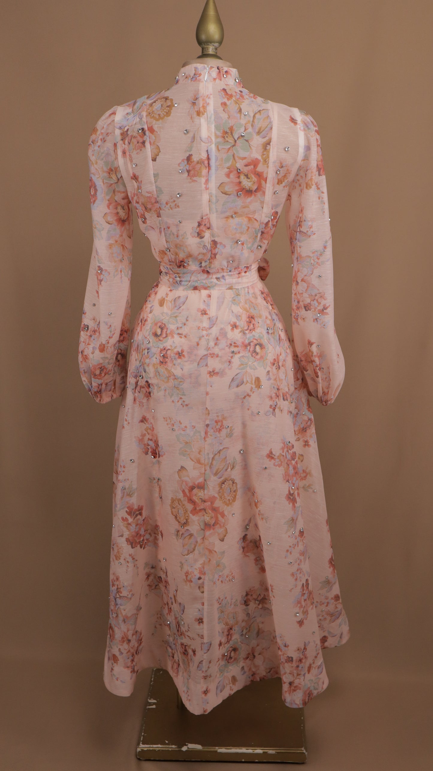 Vestido maxi estampado manga larga