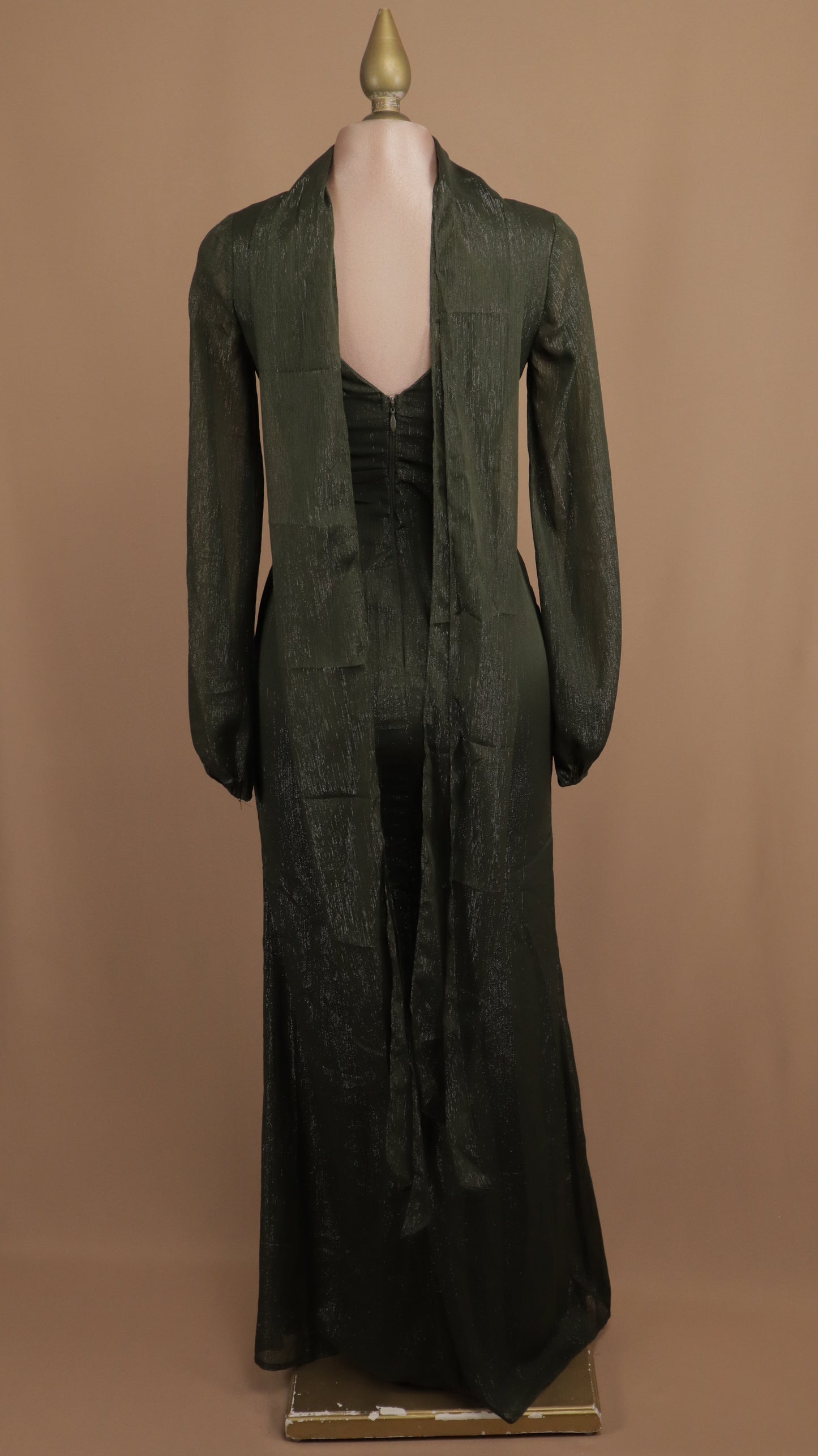 Vestido largo manga larga con destellos