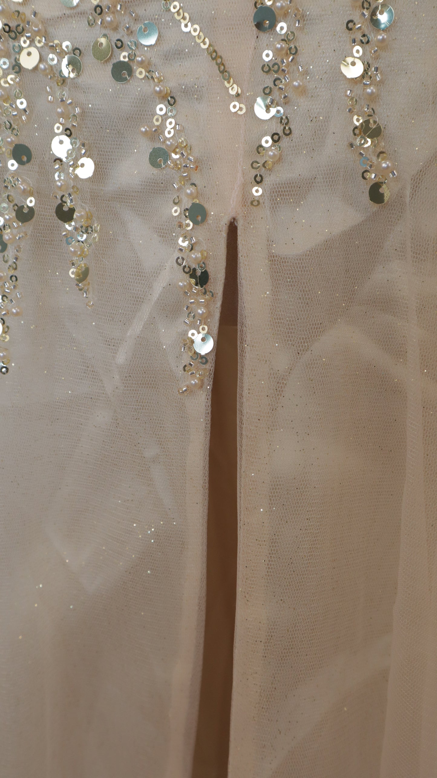 Vestido largo con aplicación y corte sirena