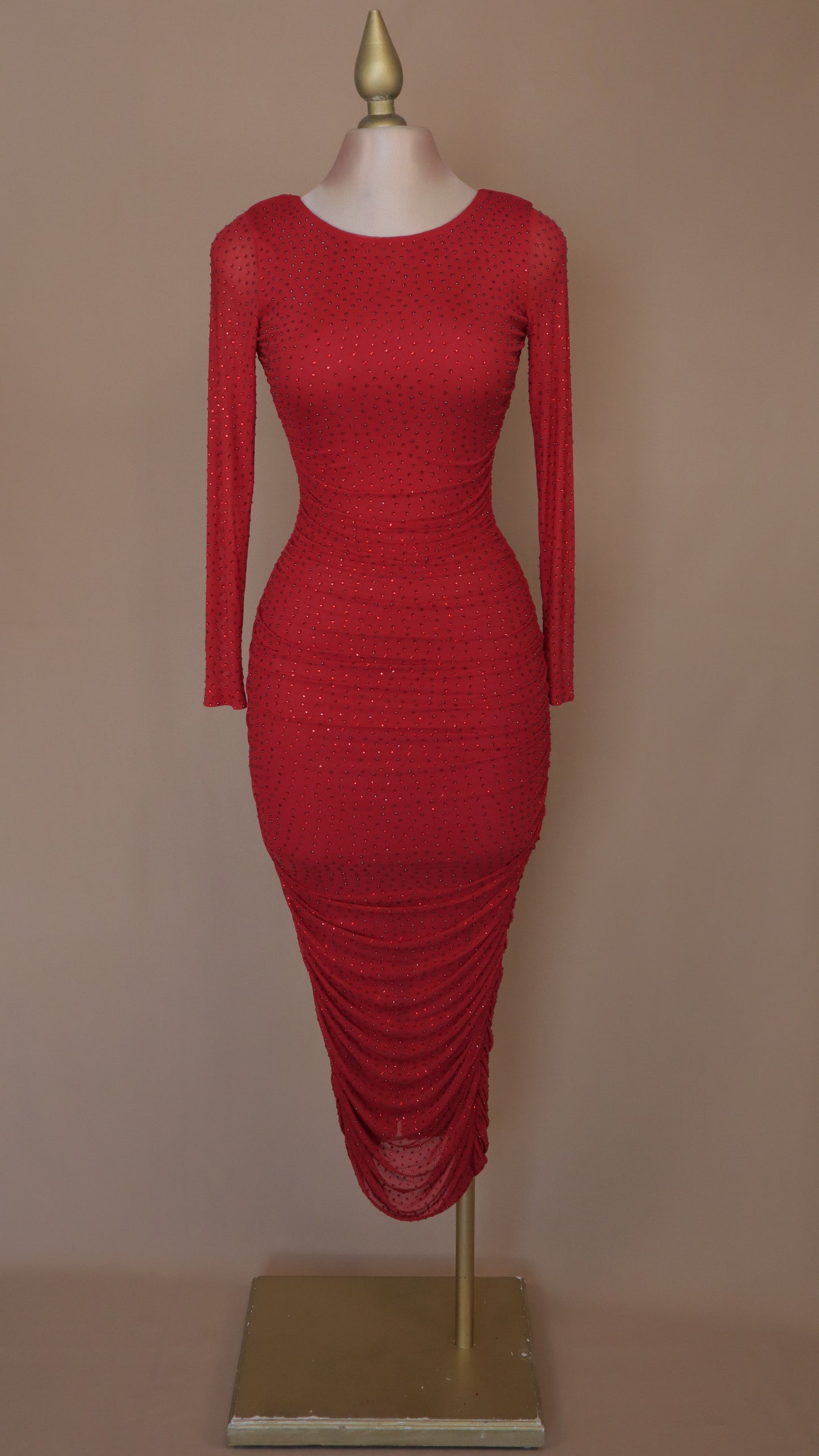 Vestido maxi manga larga con pedrería