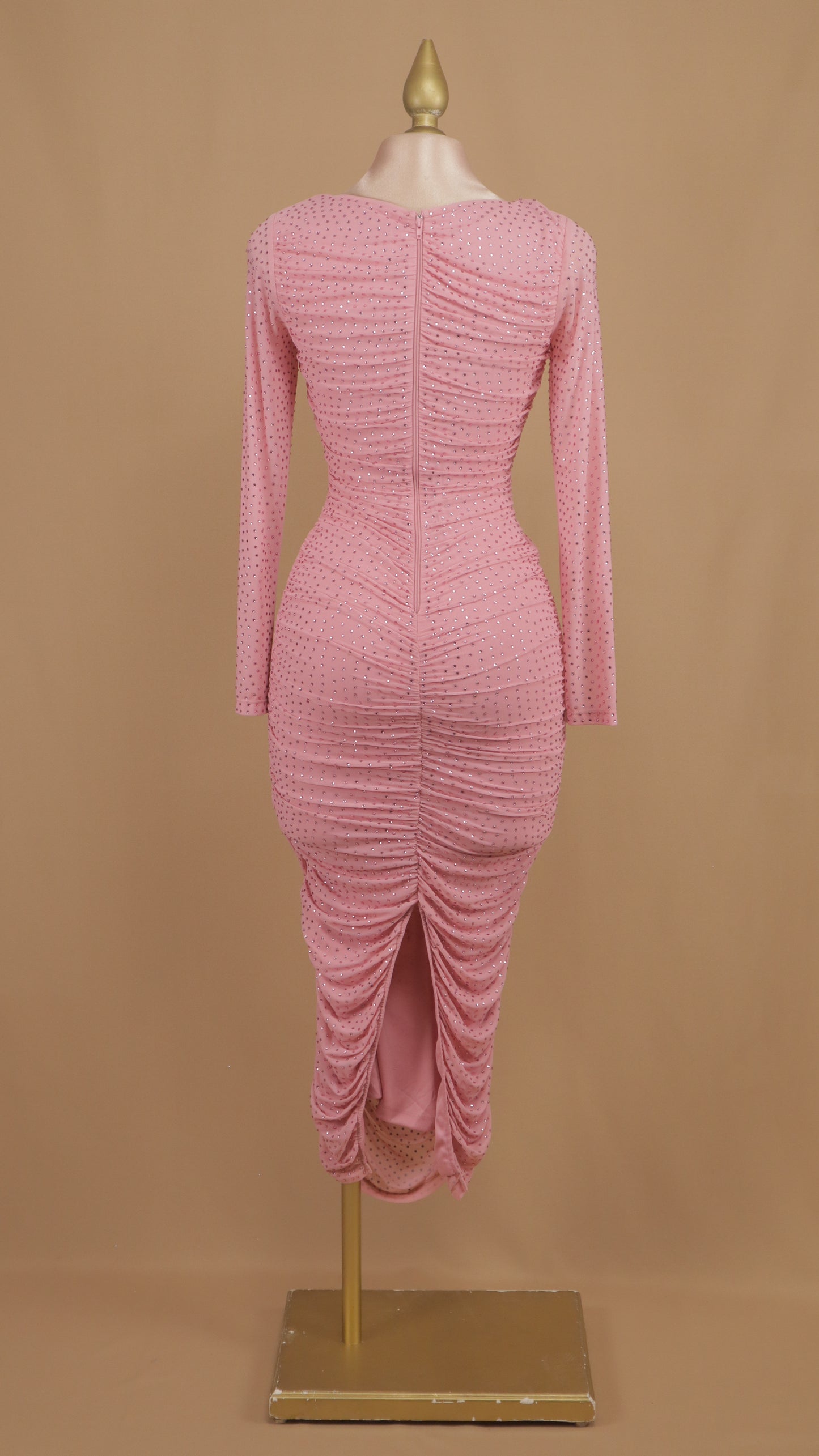 Vestido maxi manga larga con pedrería