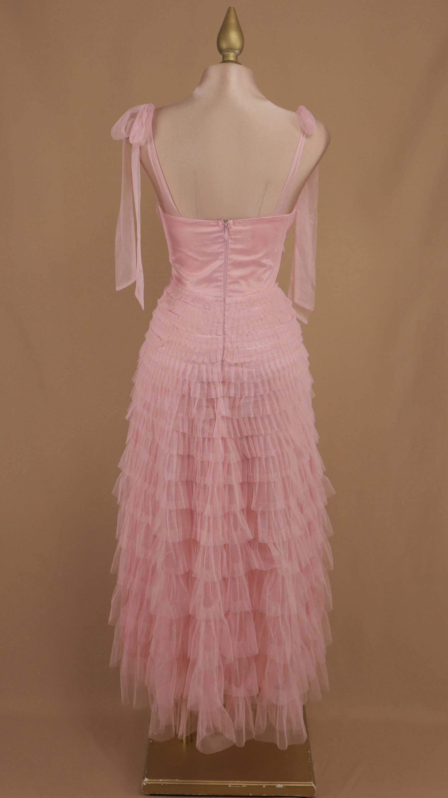 Vestido maxi tul berry