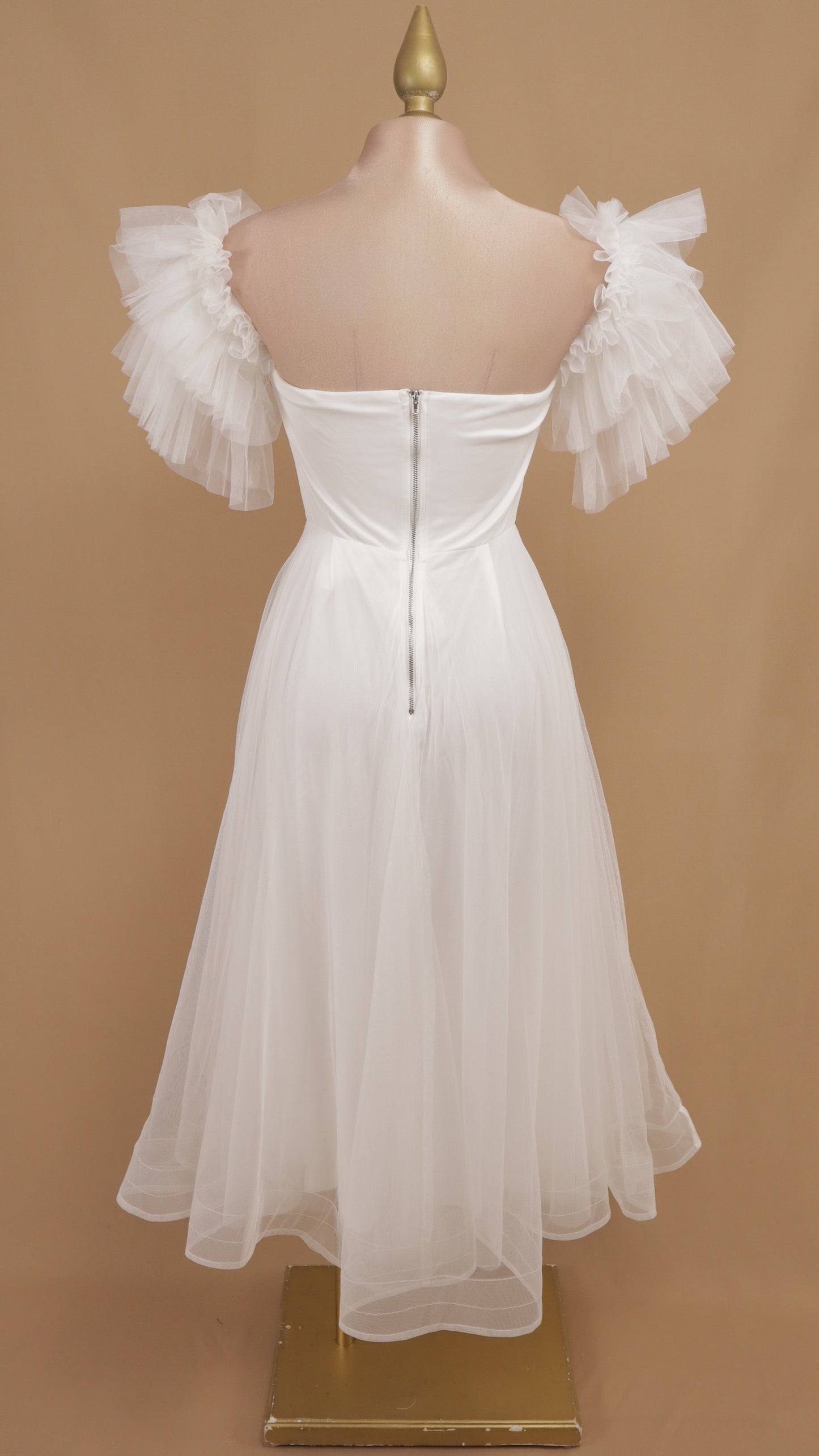 Vestido midi manga escarola