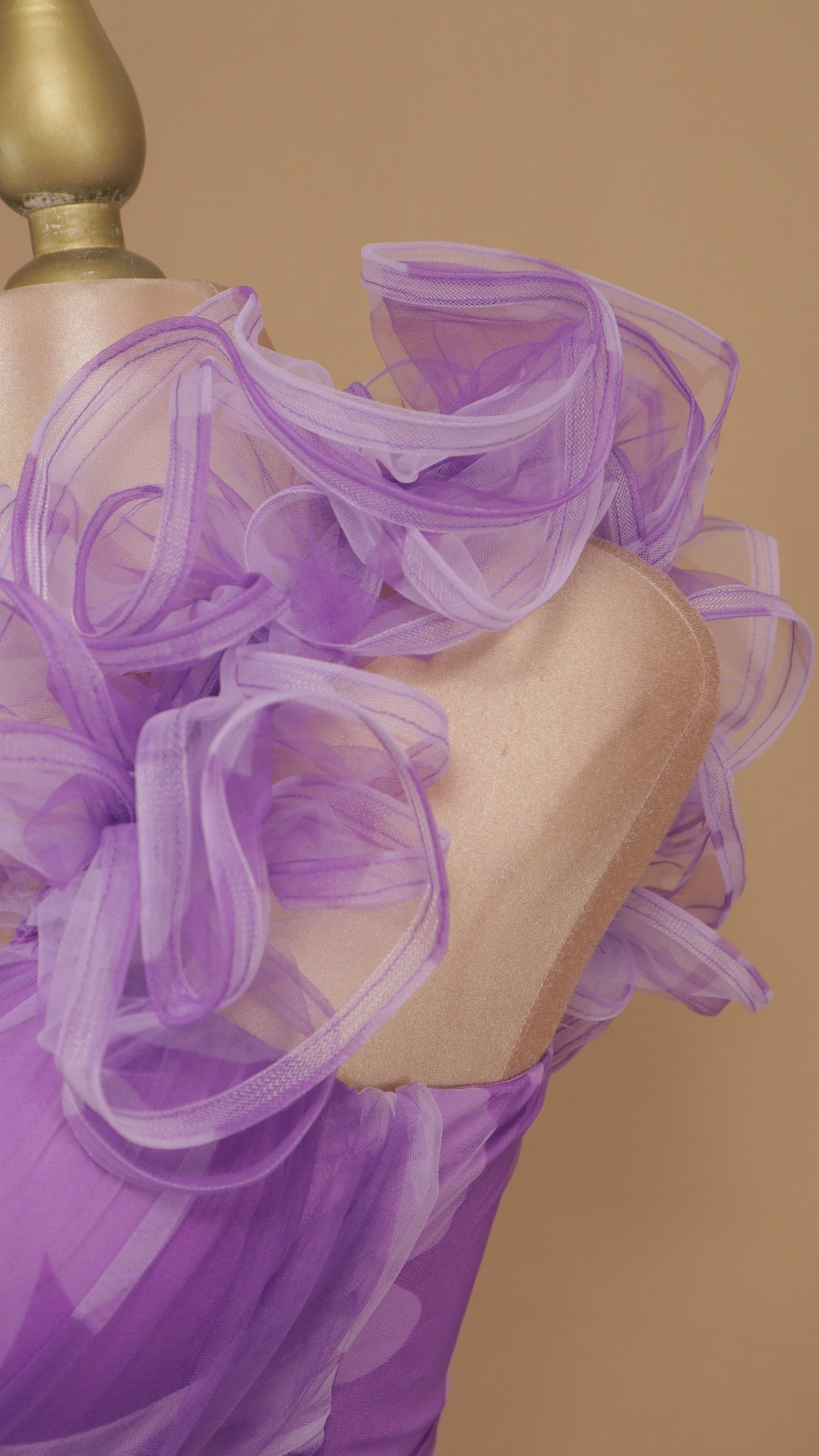 Vestido largo marmoleado escarola en hombro