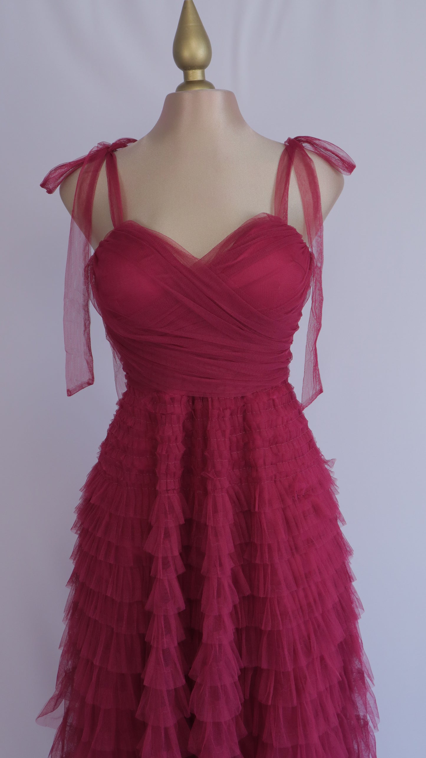 Vestido maxi tul berry
