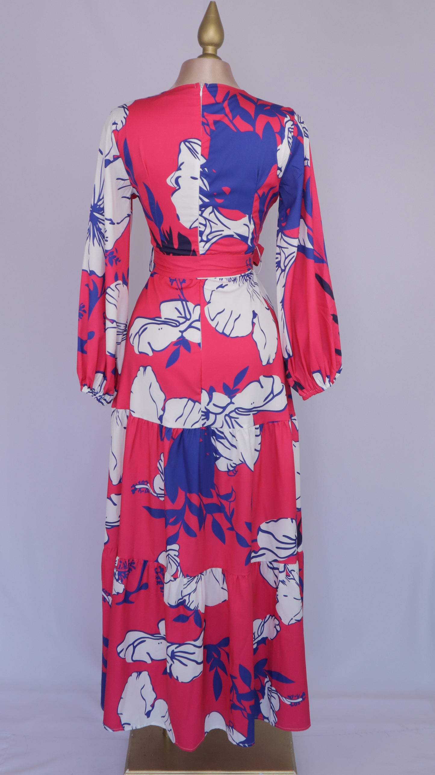 Vestido largo escote en V y manga larga