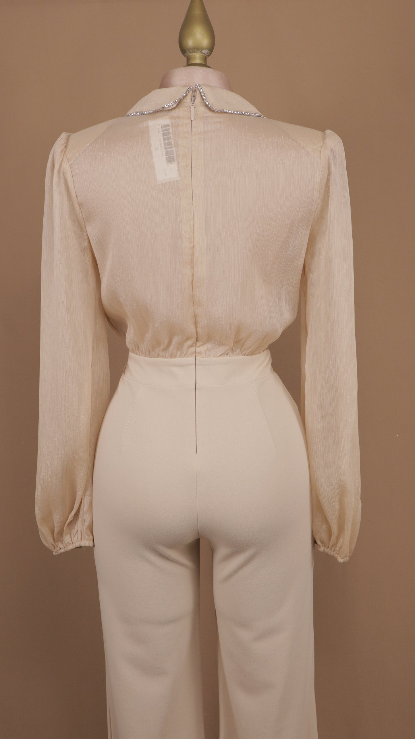 Palazzo manga larga con aplicación en cuello y botones