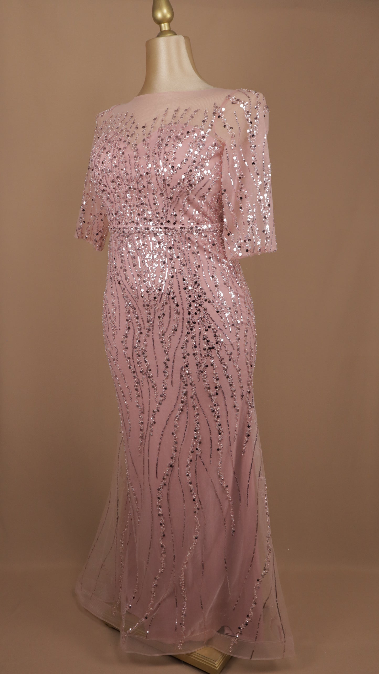 Vestido largo plus elegante con lentejuela