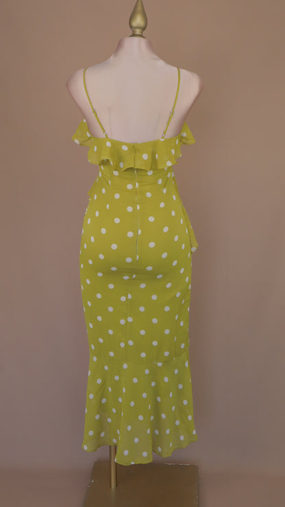 VESTIDO MAXI BOLEADO CON ESCAROLA