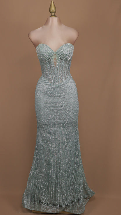 Vestido largo estraple de gala