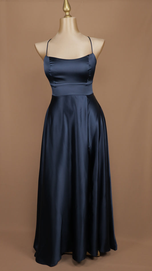 Vestido largo plus size satin cool