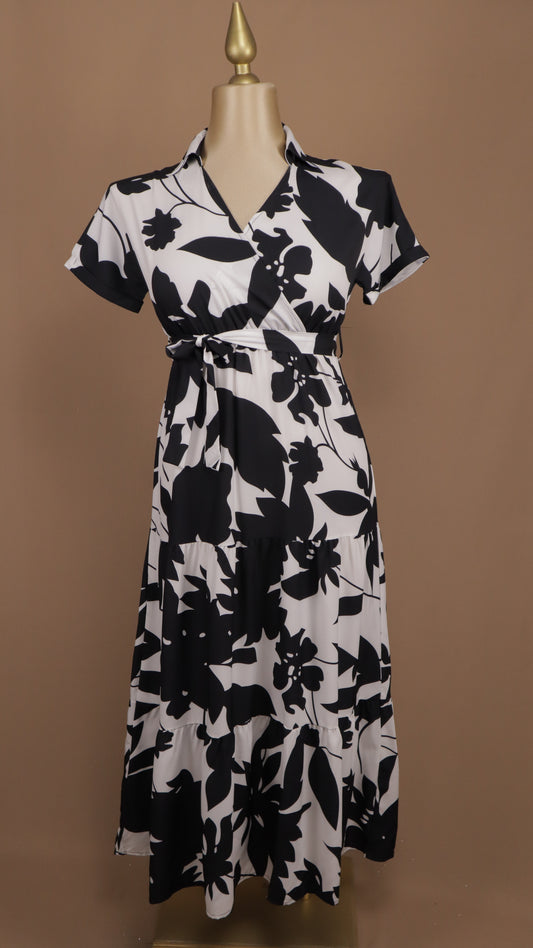Vestido largo plus size estampado casual
