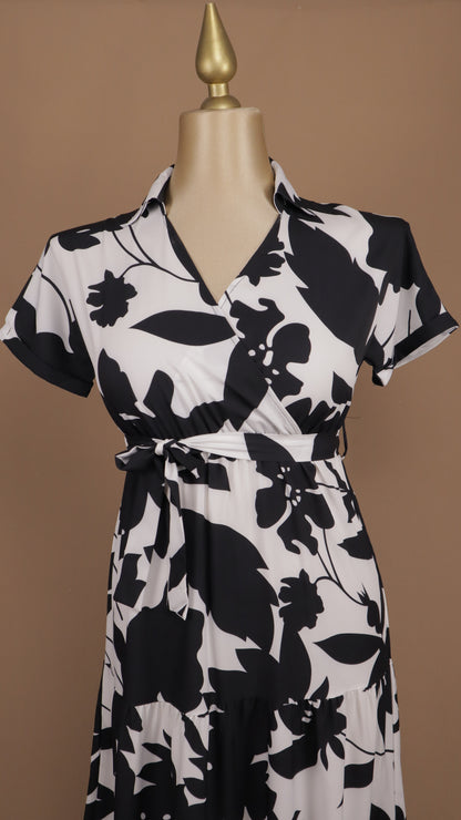 Vestido largo plus size estampado casual