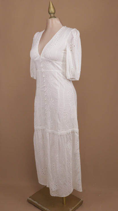 Vestido midi manga larga con escote en V