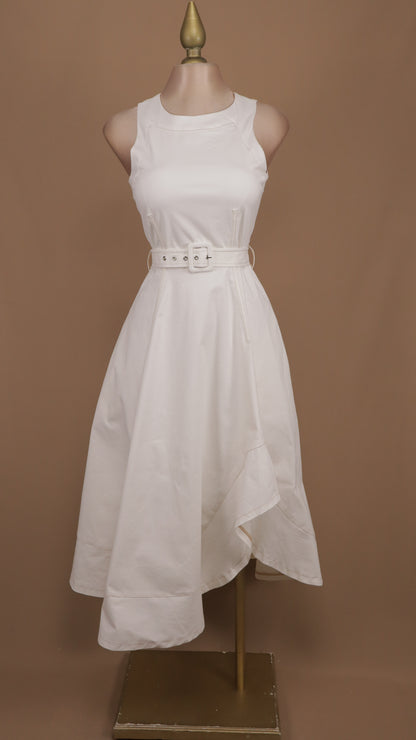 Vestido midi tipo mezclilla con cinto