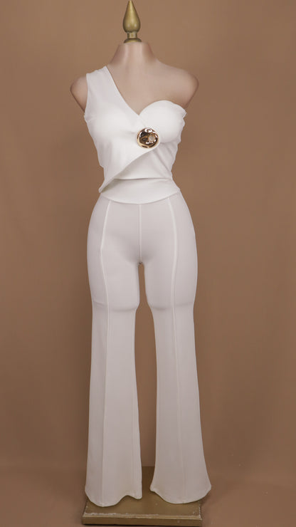 Conjunto pantalón y crop asimétrico