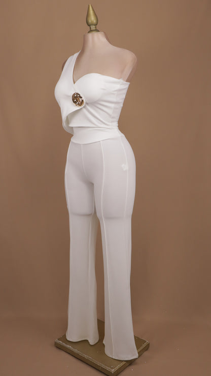 Conjunto pantalón y crop asimétrico