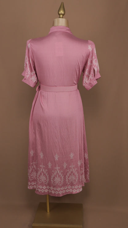 Vestido midi plus size con manga y cinto
