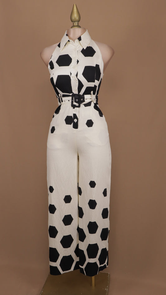Palazzo estampado geométrico cuello halter