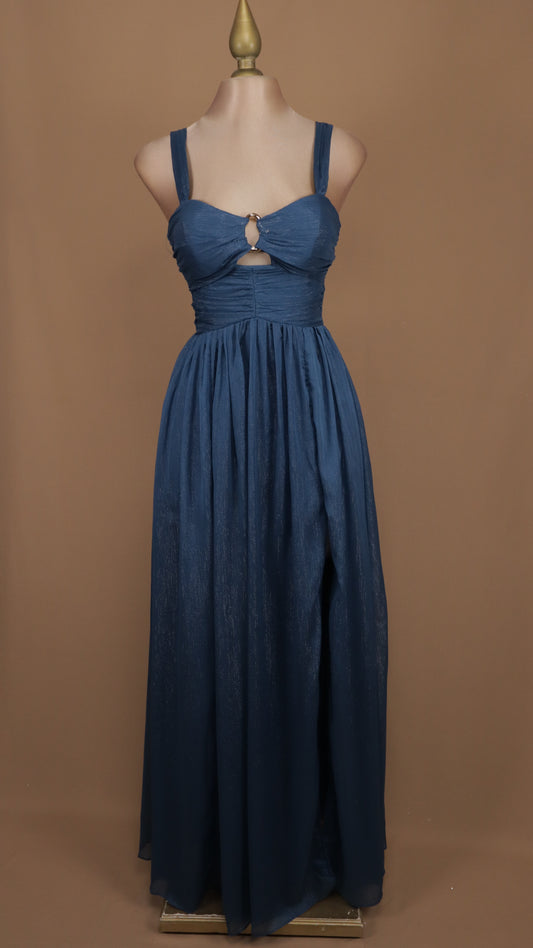 Vestido largo con tirante y corset, escote en busto