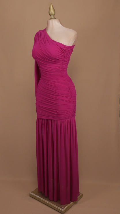 Vestido largo asimétrico manga larga