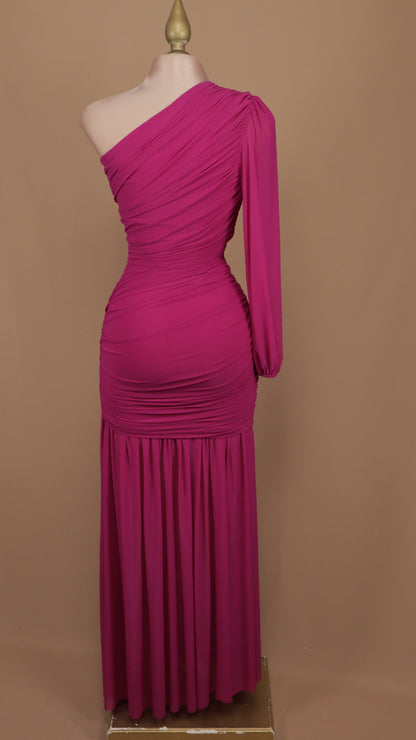 Vestido largo asimétrico manga larga