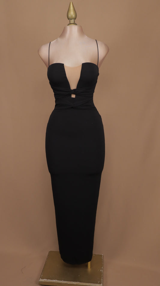 Vestido pegadito midi escote de tirantes