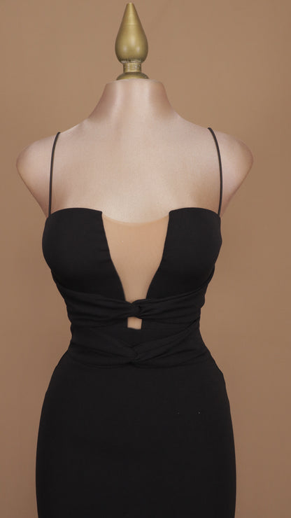 Vestido pegadito midi escote de tirantes