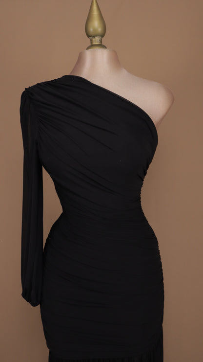 Vestido largo asimétrico manga larga