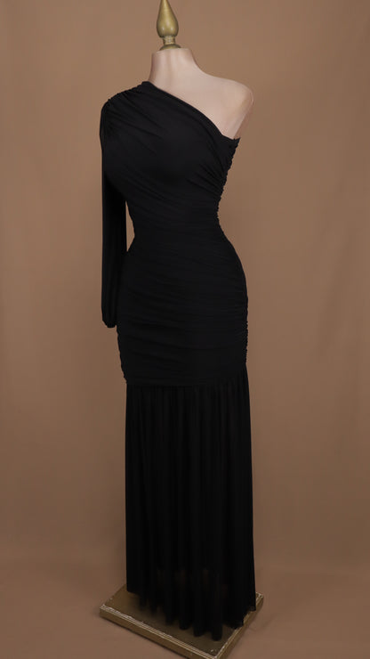 Vestido largo asimétrico manga larga