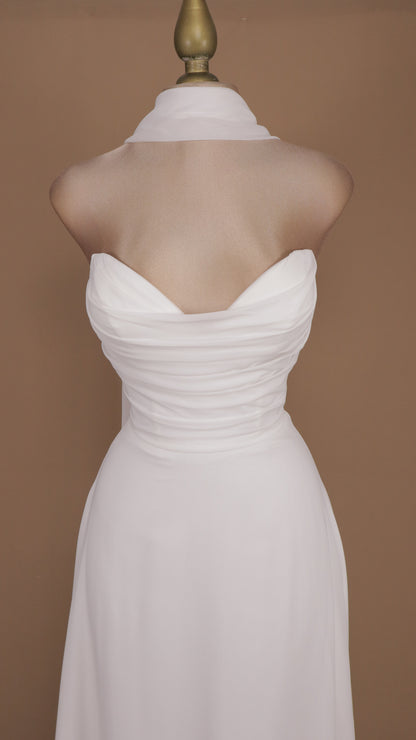 Vestido largo estraple con corset