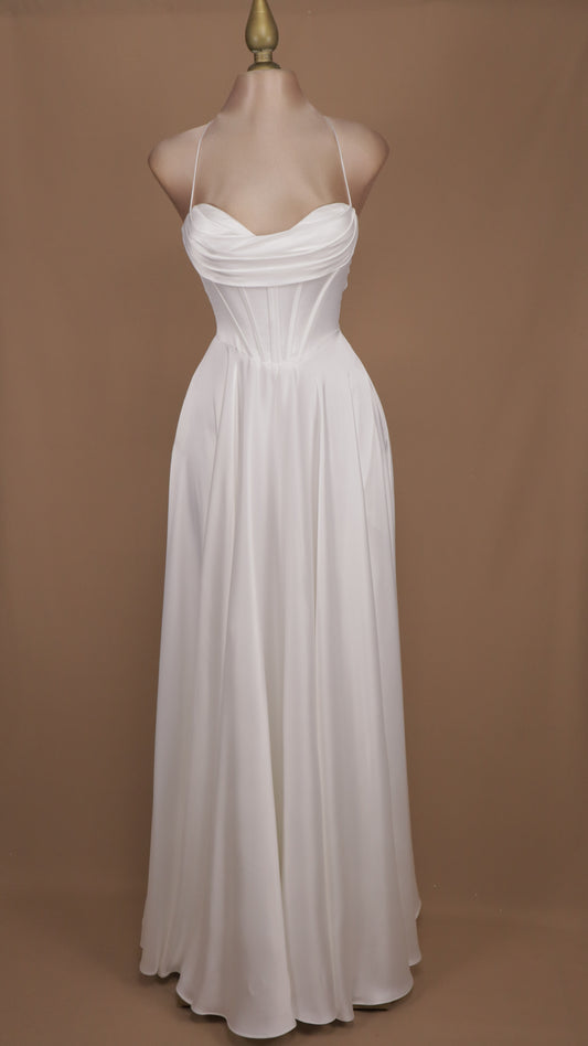 Vestido largo de novia linea a con corset