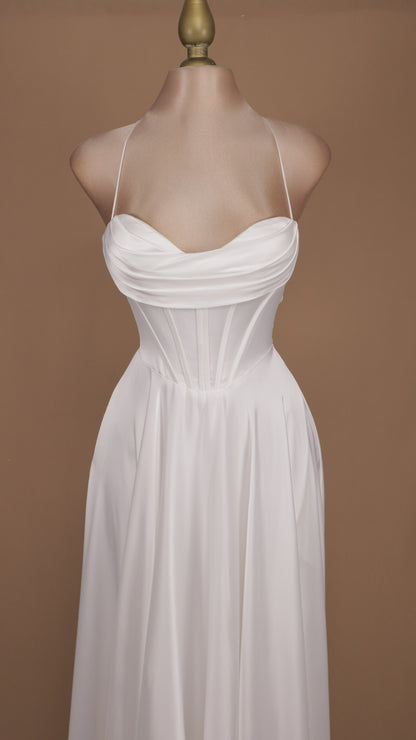 Vestido largo de novia linea a con corset
