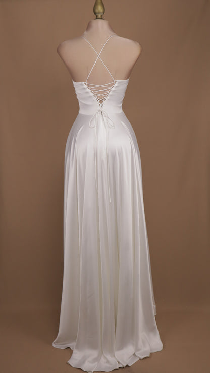 Vestido largo de novia linea a con corset