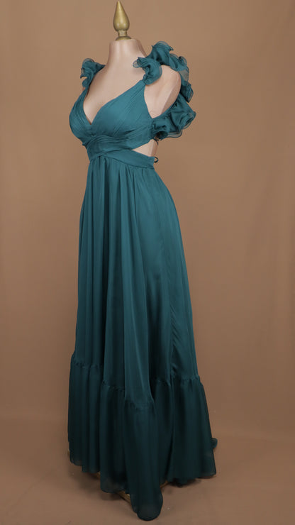 Vestido largo escarola con escote