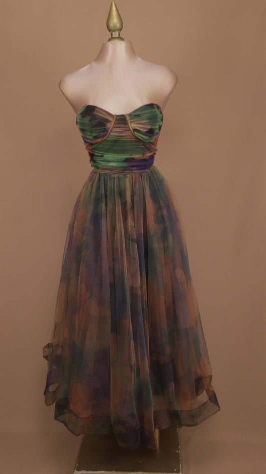 Vestido maxi estraple con estampado
