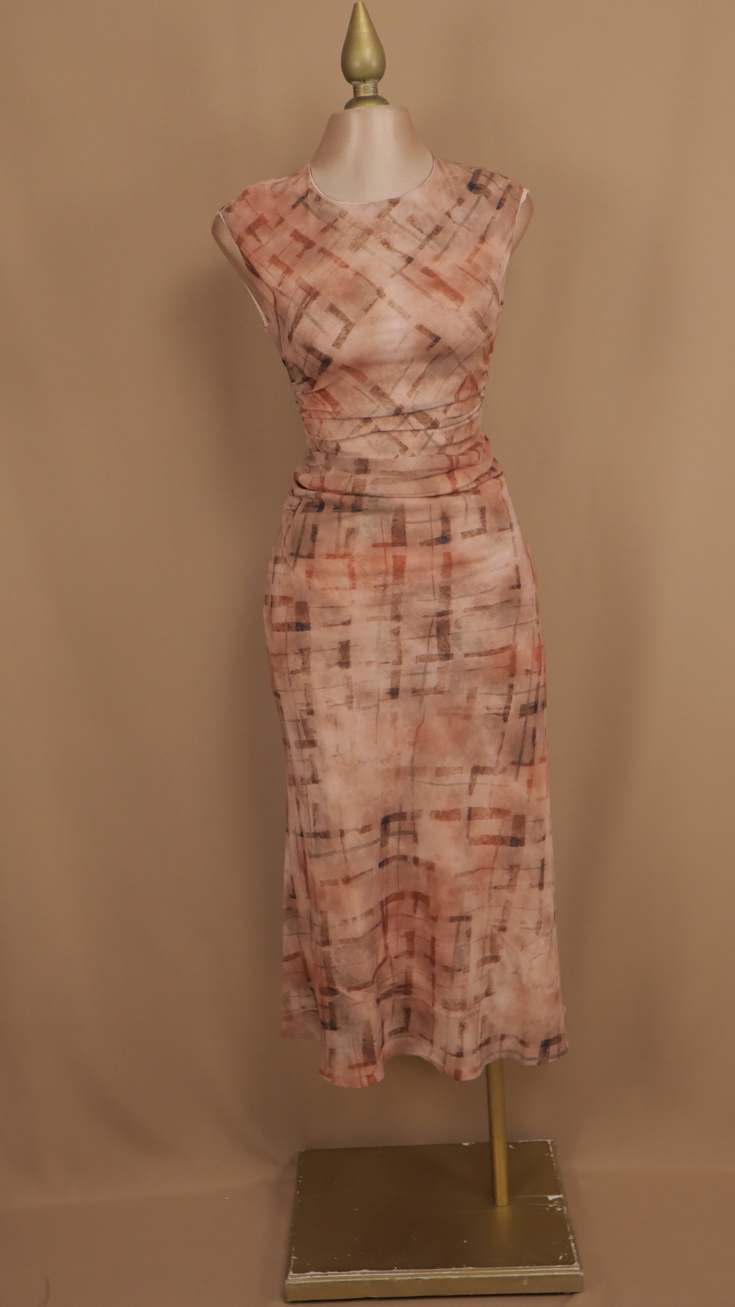 Vestido midi formal marmoleado