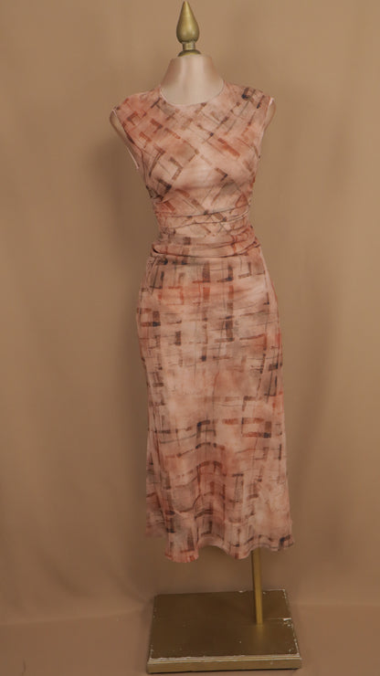 Vestido midi formal marmoleado