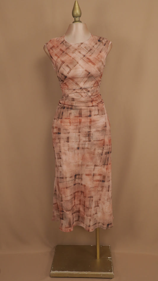 Vestido midi formal marmoleado