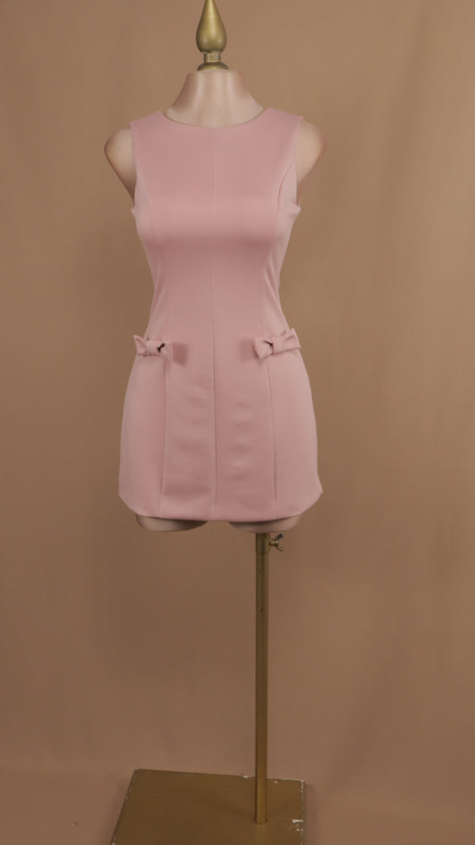 Vestido corto con moños en cintura