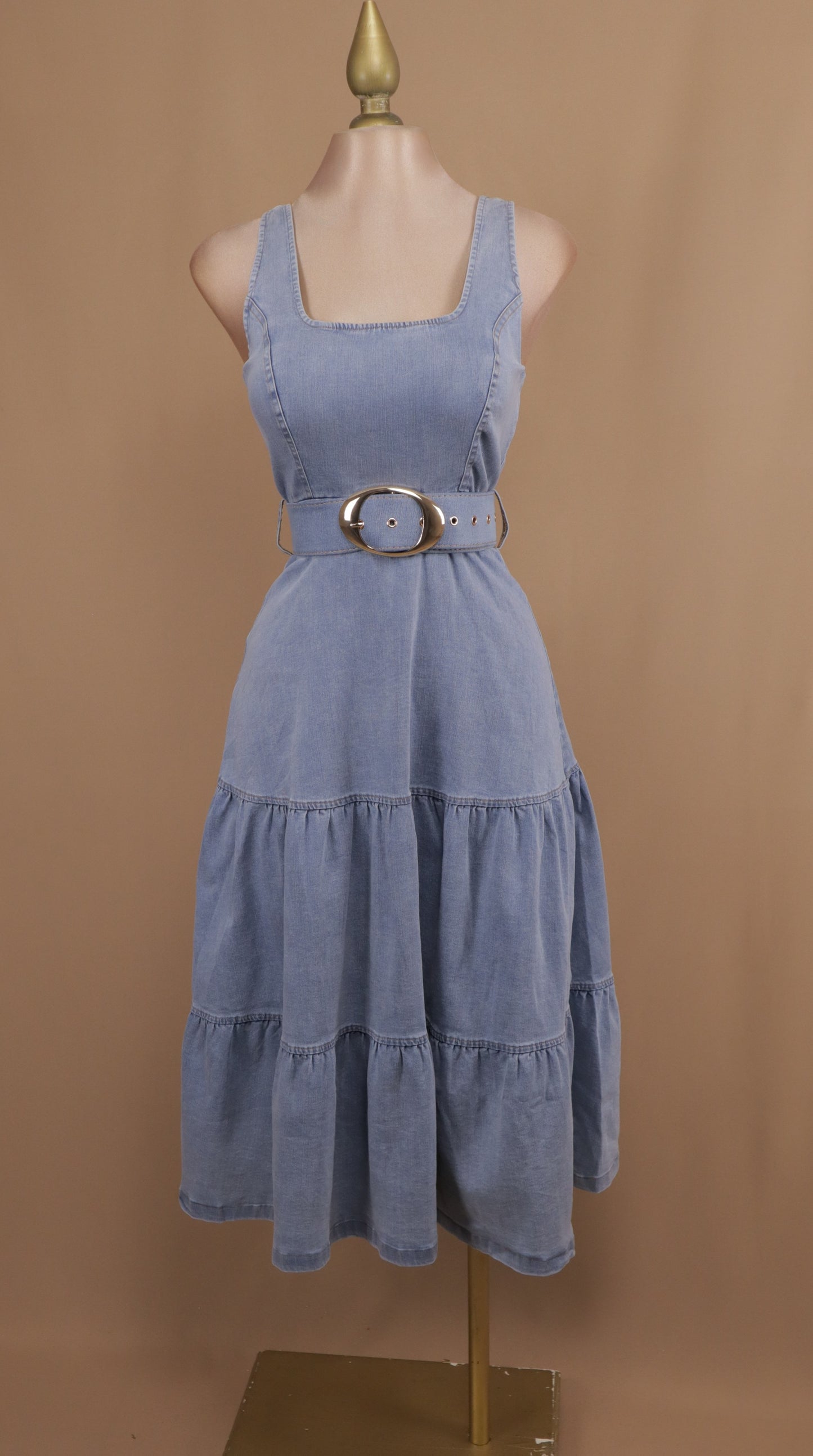 Vestido maxi de mezclilla con cinto