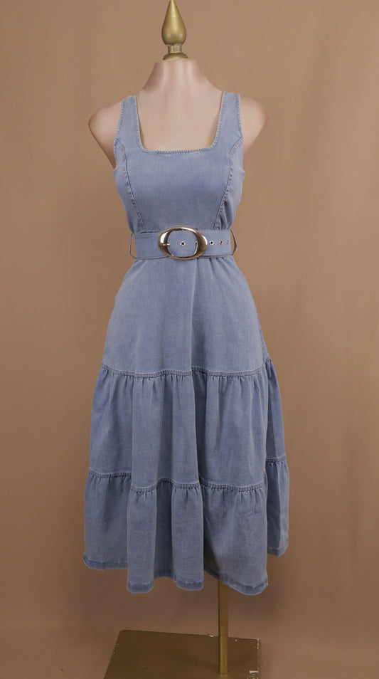 Vestido maxi de mezclilla con cinto