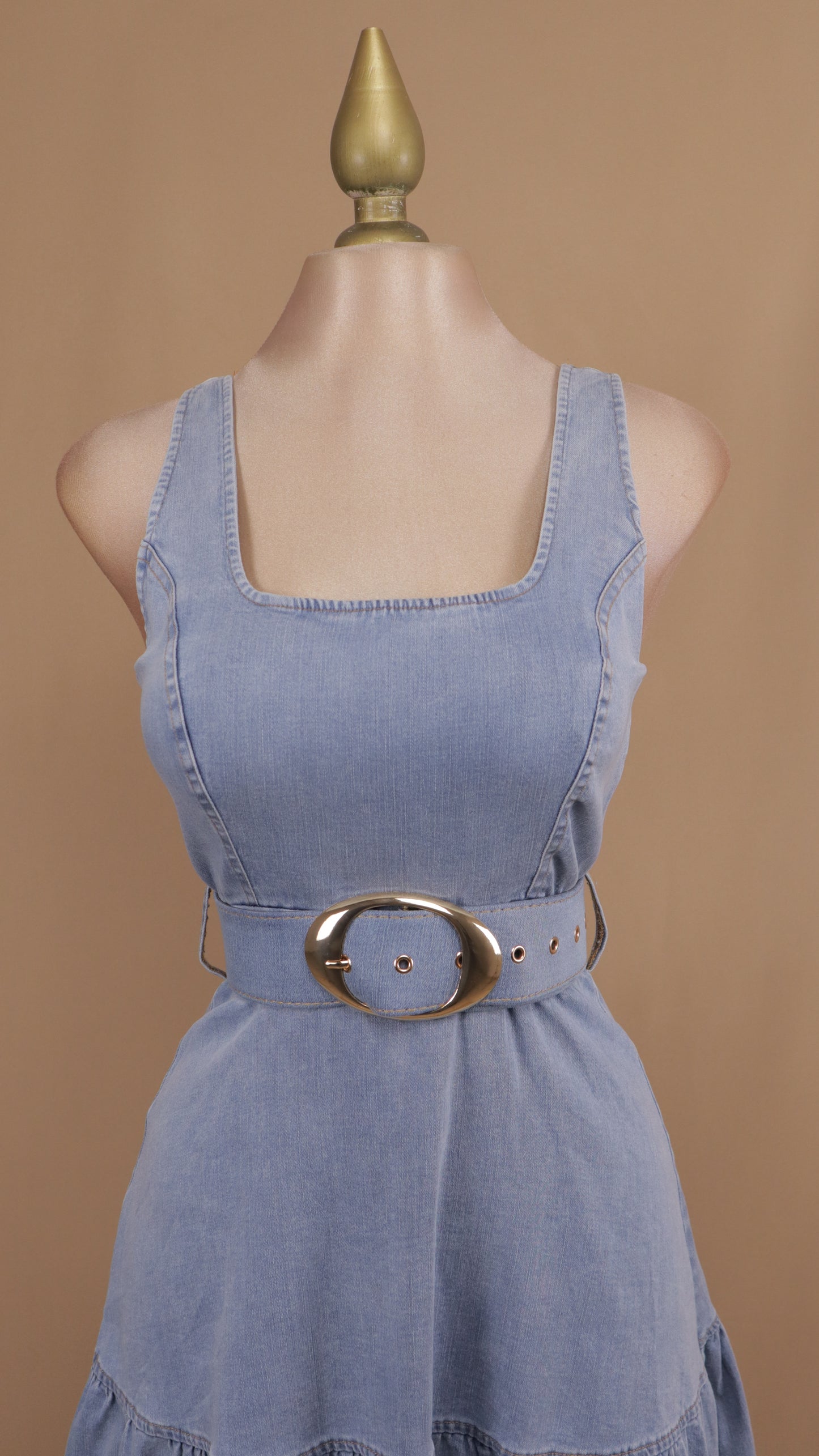 Vestido maxi de mezclilla con cinto