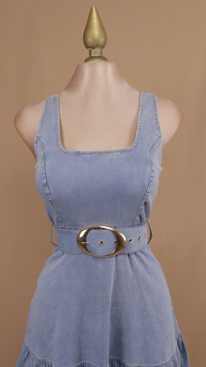 Vestido maxi de mezclilla con cinto
