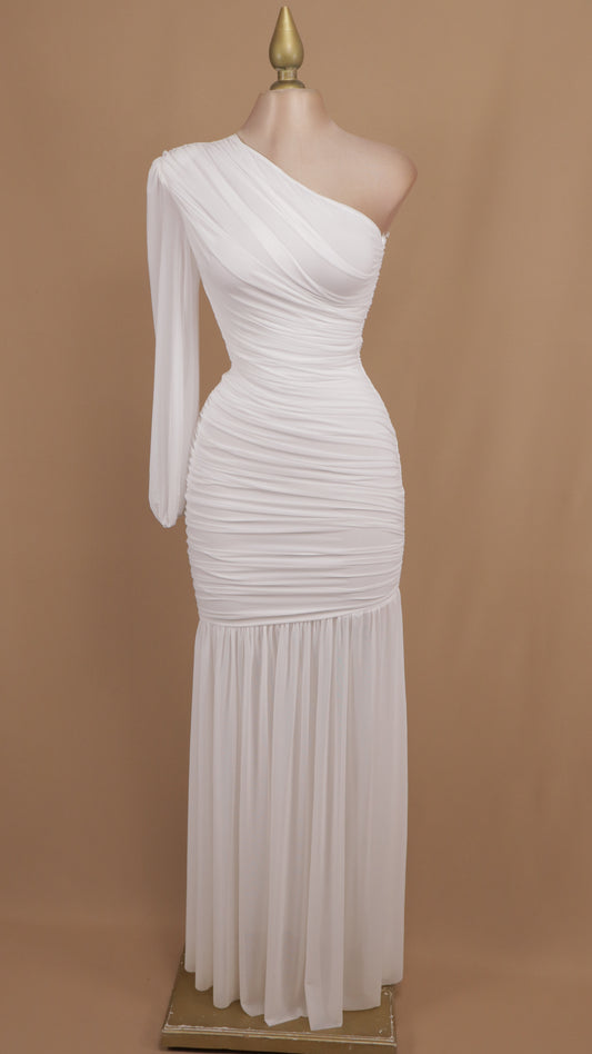 Vestido largo asimétrico manga larga