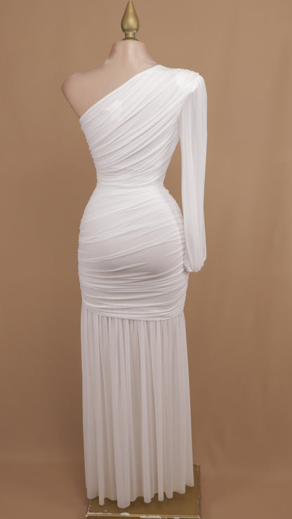 Vestido largo asimétrico manga larga