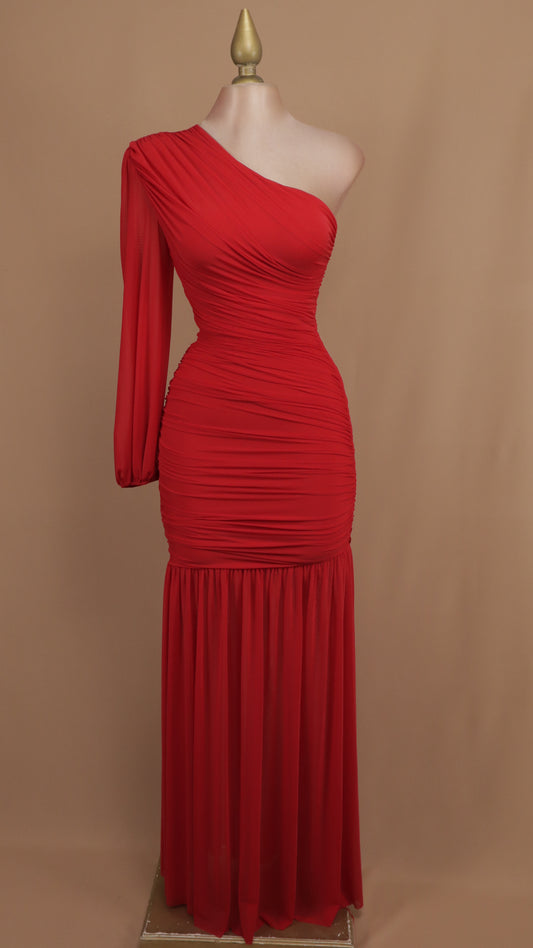 Vestido largo asimétrico manga larga